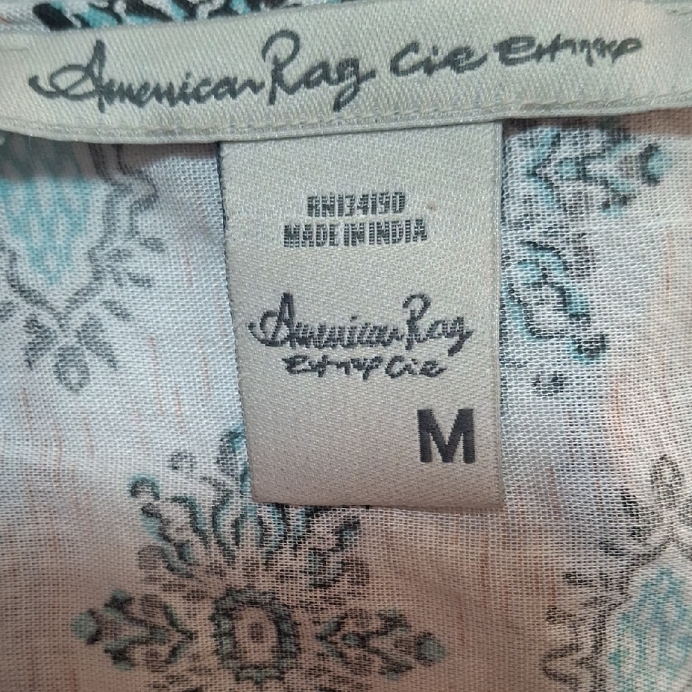 American Rag Peplum Crochet Trim Top Sz M - Picture 6 of 7